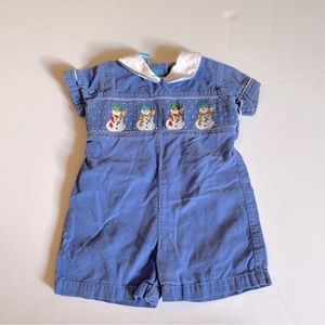 Anavini Snowman Smocked Romper